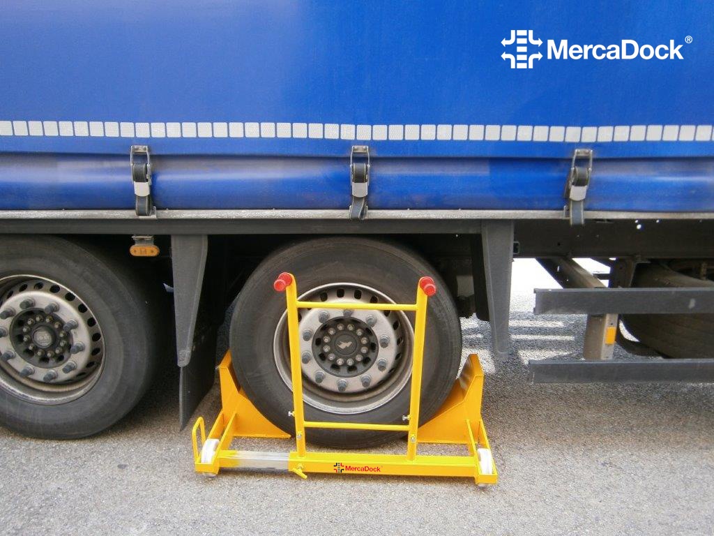Bloqueador manual móvil a ambos lados rueda camión - Mercadock